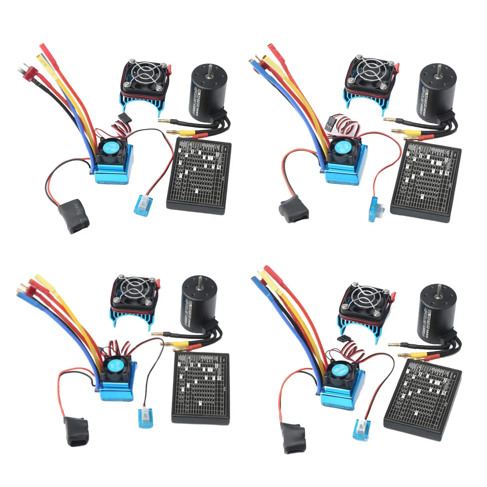 Combo Motore Brushless RC in Metallo 4300KV con ESC, Dissipatore di Calore e Scheda di Programmazione per Auto/Barca RC 1:8 1:10 Off/On-road Monster