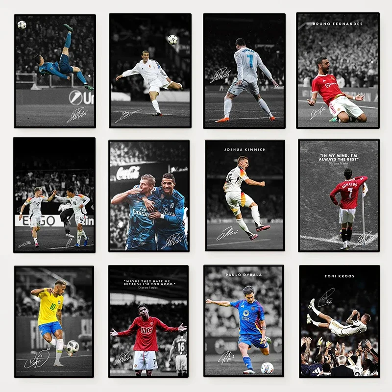 Modern Soccer Sport Player Portrait Poster Print Football Play Picture Canvas Painting Wall Art for Living Room Home Decor Mural