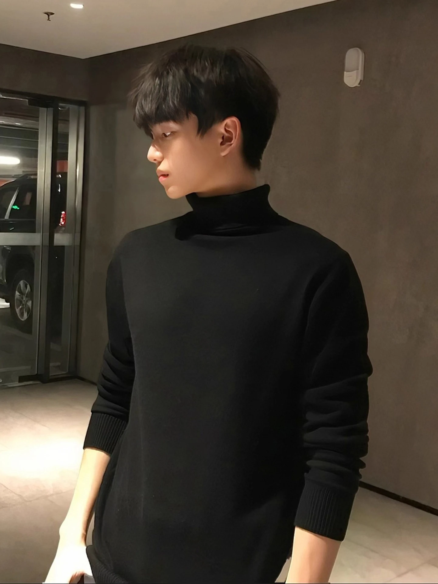 

Вязаный свитер Bla с высоким воротником, приталенный мужской внутренний свитер, повседневная зимняя мода, длинный топ из смеси полиэстера