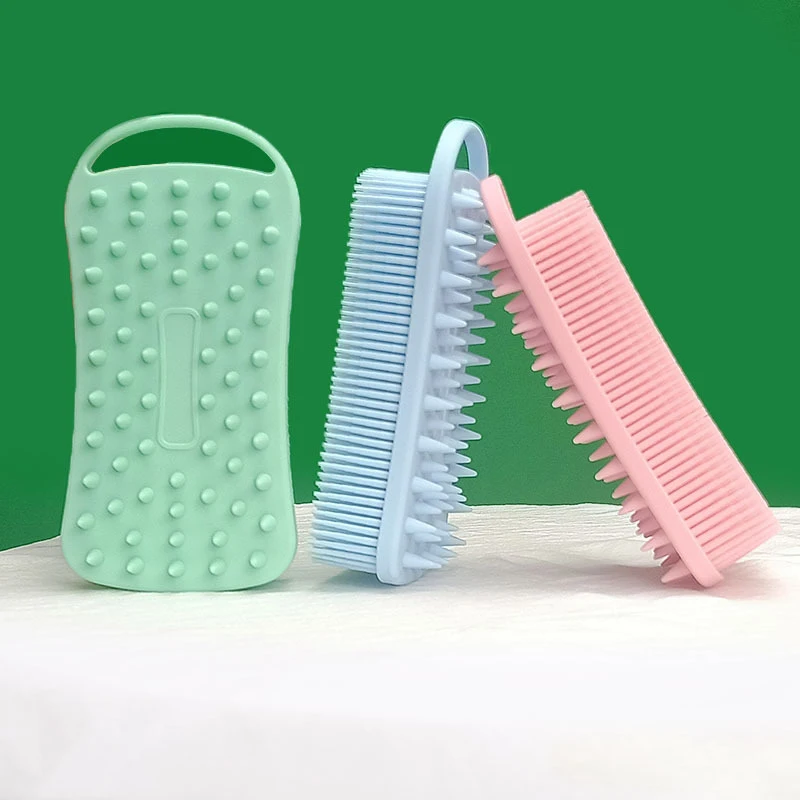 2 In 1 Silicone Shower Brush Scrubber Soft Scalp Massager Shampoo Brush Double-Sided Body Brush Foam Skin Clean Tool