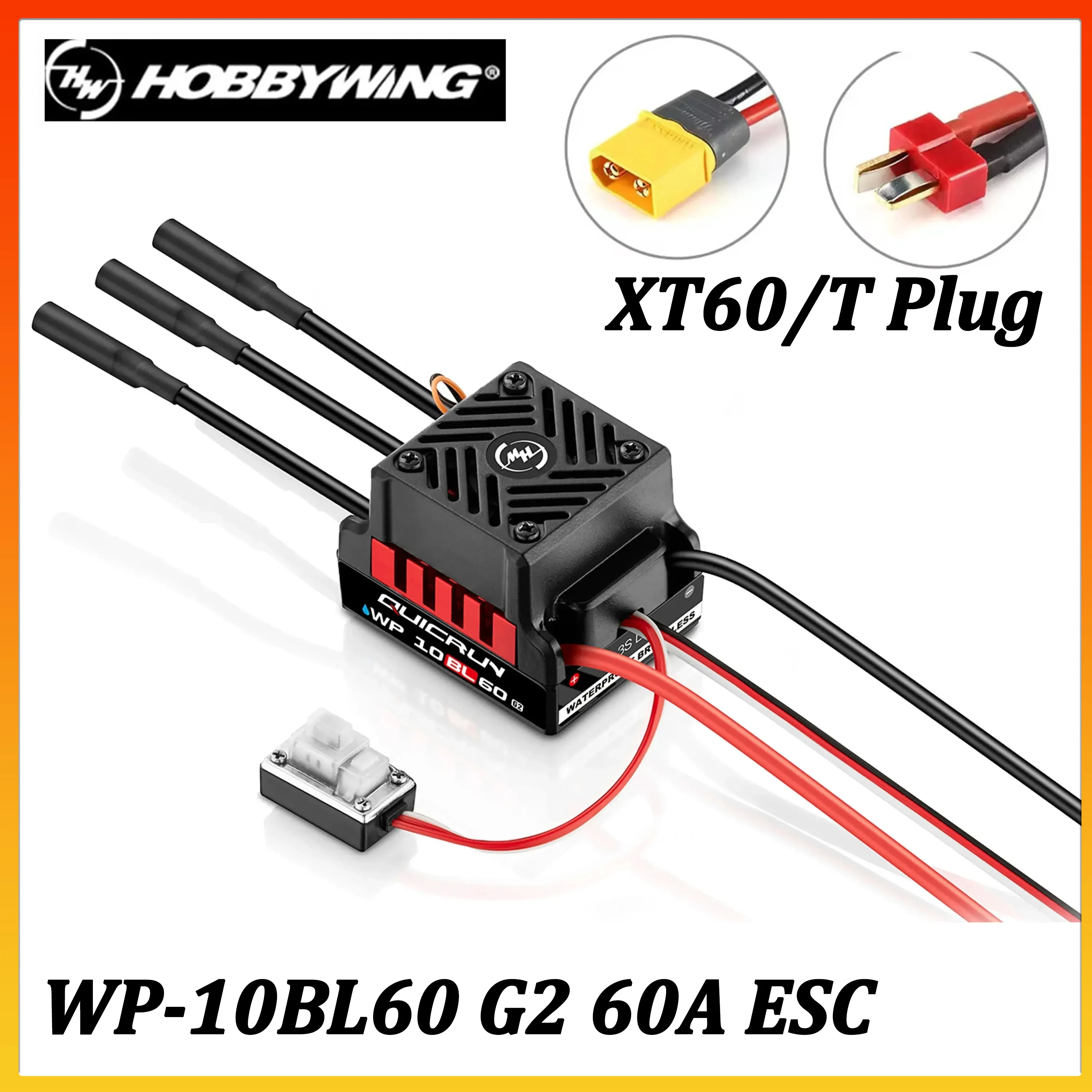 

HOBBYWING 60A Водонепроницаемый бесщеточный сенсорный ESC QuicRun WP-10BL60 G2 2-3S для радиоуправляемых моделей 1/10: автомобилей, грузовиков, краулеров, танков, багги. Аксессуары.