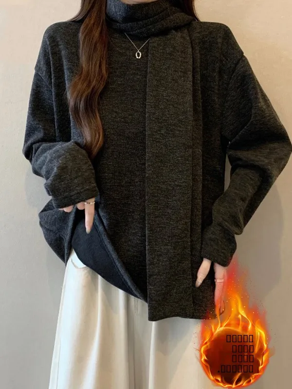 

Женская теплая свободная футболка-топ Thiened Fce Ne на зиму, в корейском стиле, для повседневной носки