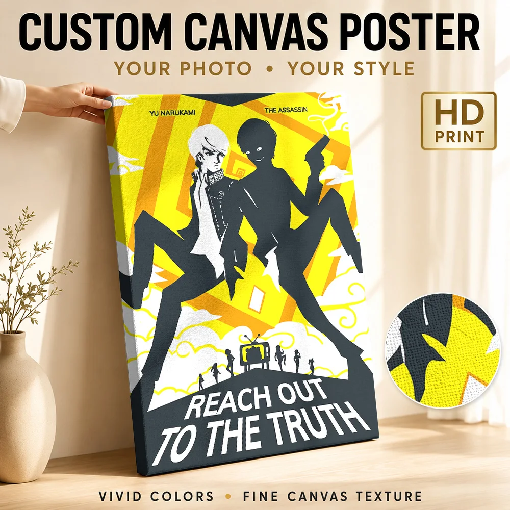 Persona 4 Reach Out To The Truth Canvas Posters Ukiyo E Style Canvas Wall Art With Customized Photo For Lounge Ideal Teen Gift