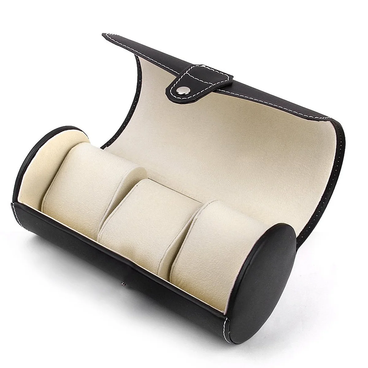 

Pu Watch Storage Box .48 X 3.54 Inch Portable Travel Jewelry Organizer Cylindrical Case Dustproof Display For