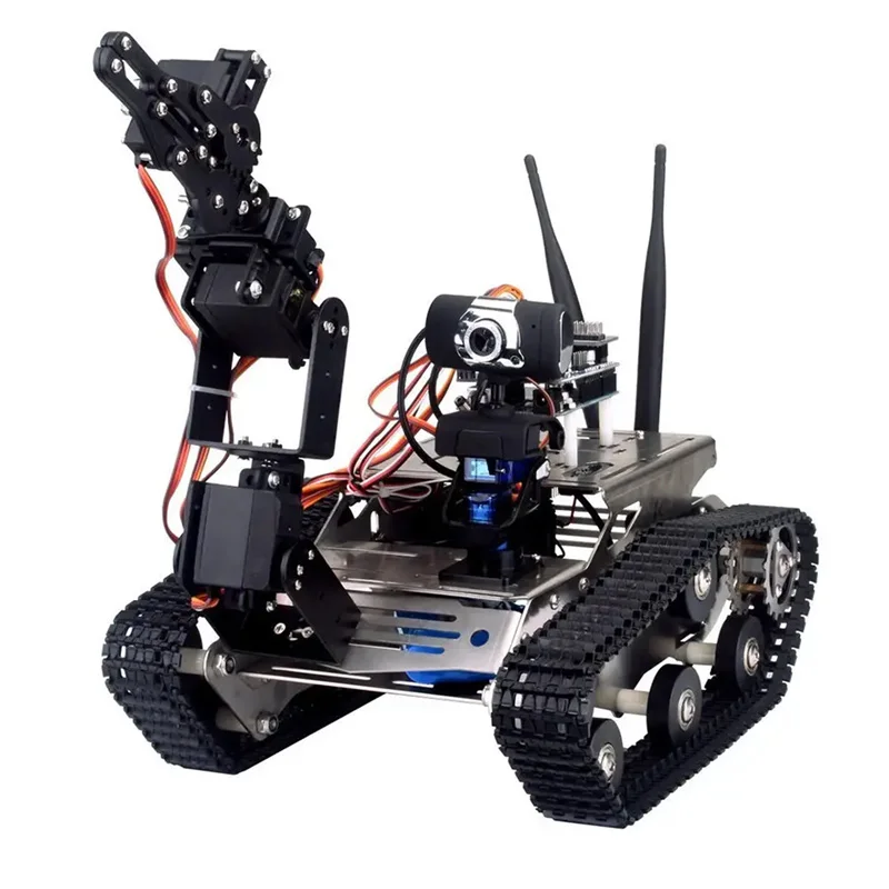 Unvollendetes Smart Robotic Car Kit + A1 Roboterarm Standardversion Schwarz WIFI Robot Tank Kit 52230