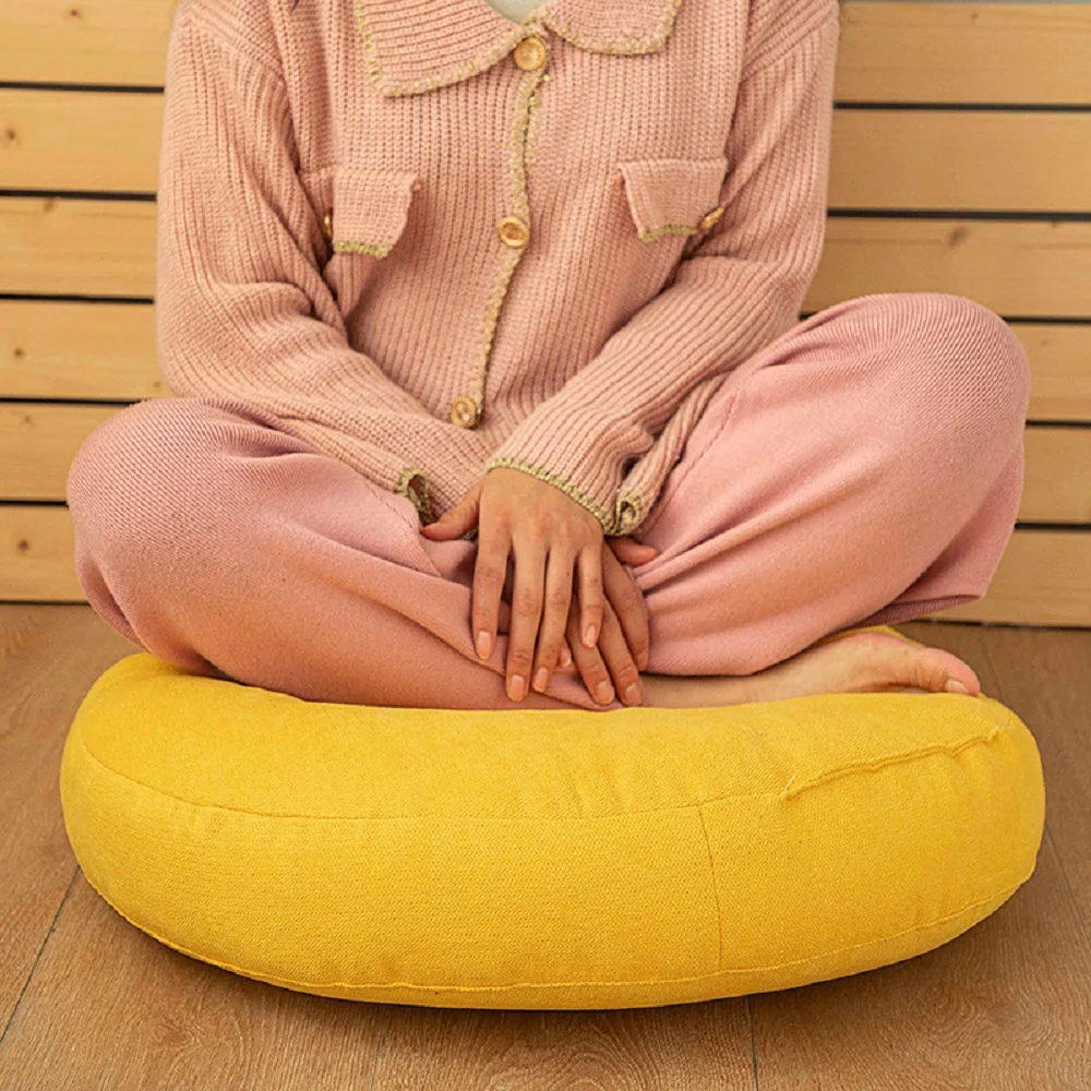 Inyahome Große Bodenkissen, rundes Sitzkissen für Erwachsene und Kinder, getuftet, dickes Meditationskissen für Yoga, Wohnzimmer, Tatami – Detail 10