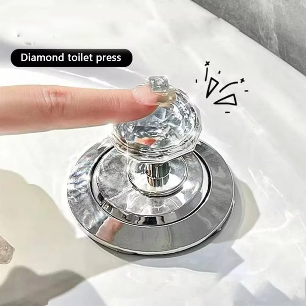 Diamond Toilet Press Button Long Nail Protector Press Tank Push Switch Toilet Bath Room Water Press Flush Button Drawer Handle