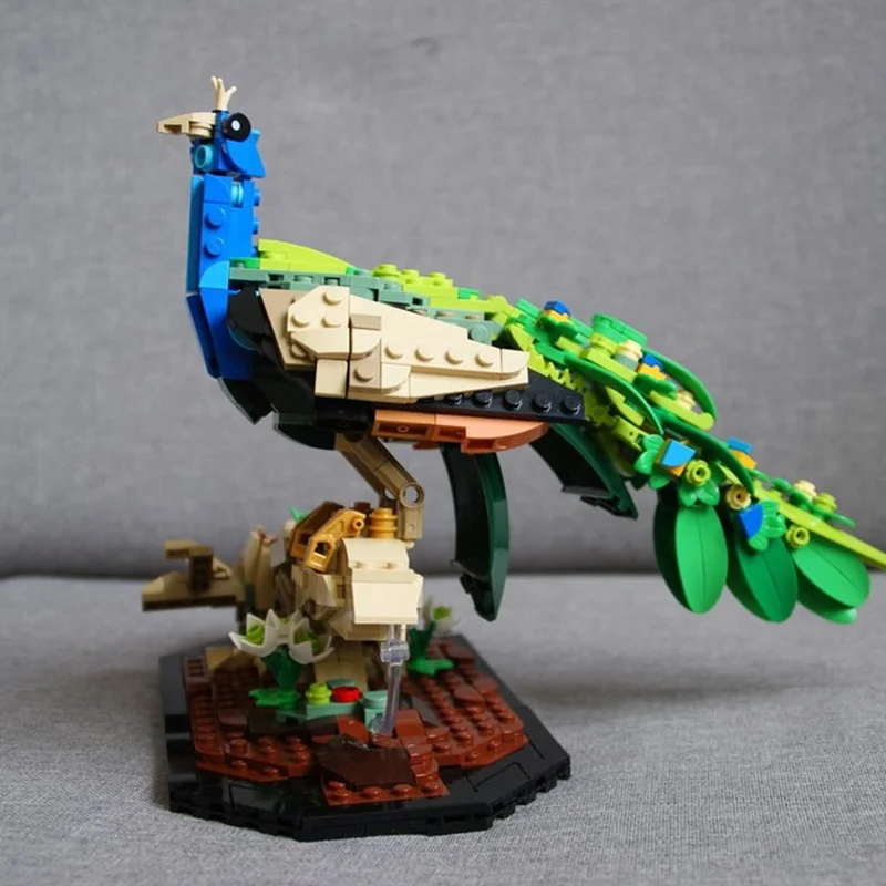 

727PCS MOC Exotic Peacock Modular Building Blocks DIY Colorful Bird Model Animal Educational Toy Creative Assembly Gift