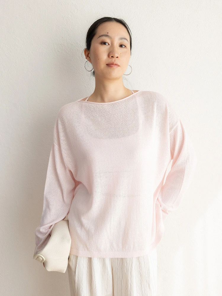 

JENUNIQUE Lightweight Long Sve Knitted Sun Protection irt Women's One-oulder Thin Linen Breathable Outerwear Top