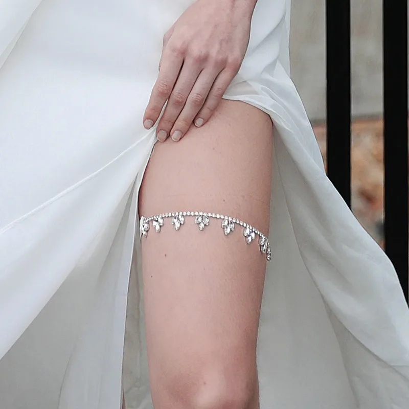 

Свадебные украшения, подвязки со стразами, модные аксессуары для платья, изысканная цепочка с когтями, эластичные свадебные ремни для ног