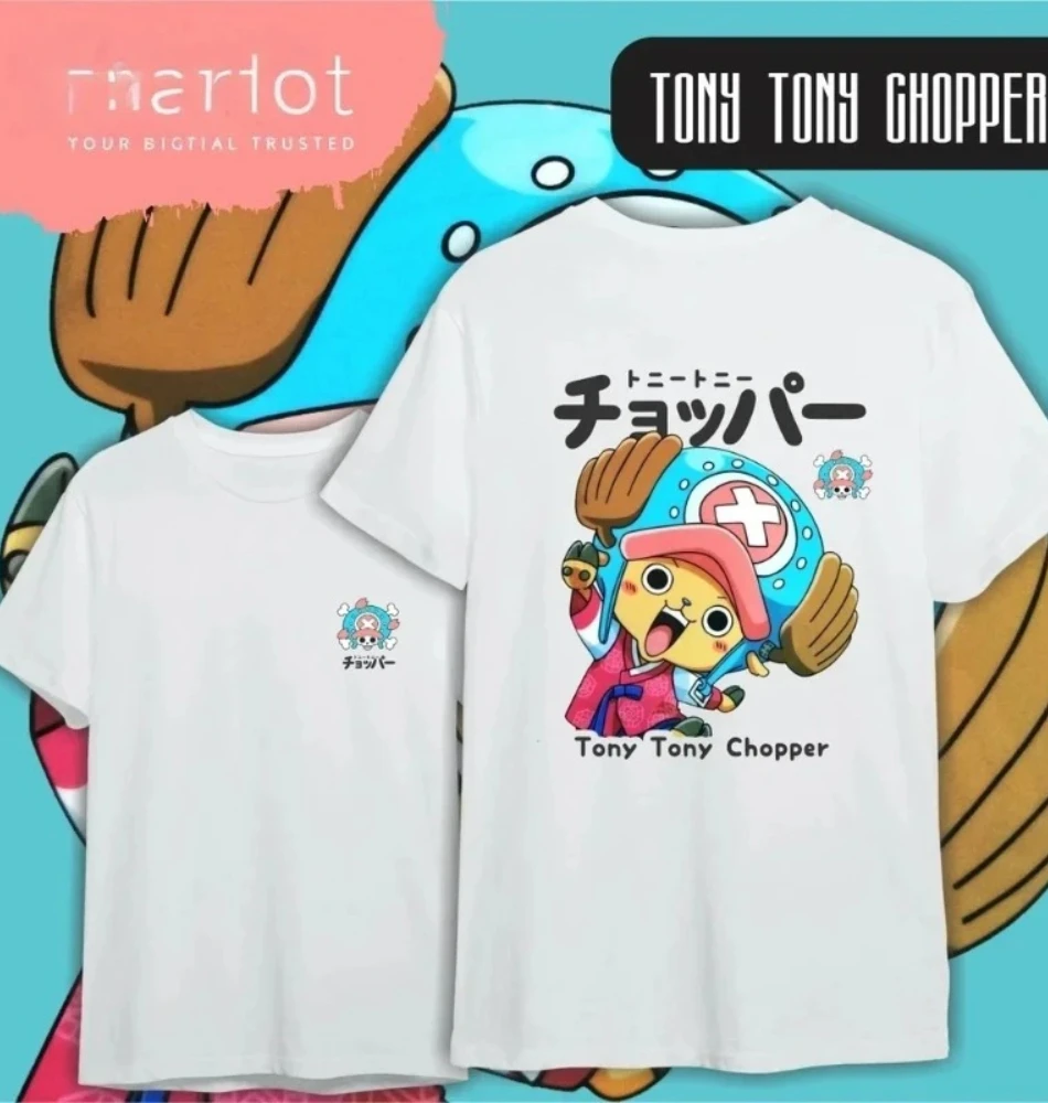 One Piece Tony Tony Chopper Kids Cotton T-Shirt, Adult Boys Girls Family Matching Casual Tee, Cute Anime Print Summer Tops