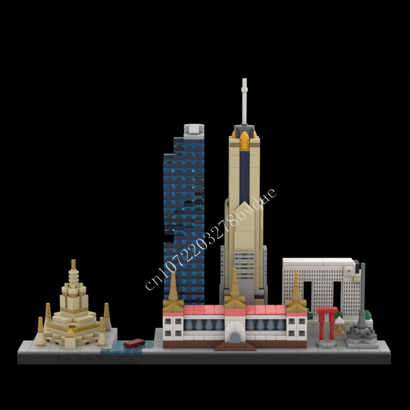 904 Stuks Bangkok Skyline Moc Creatieve Straatbeeld Model Bouwstenen Architectuur Diy Educatie Assemblage Model Speelgoed Geschenken