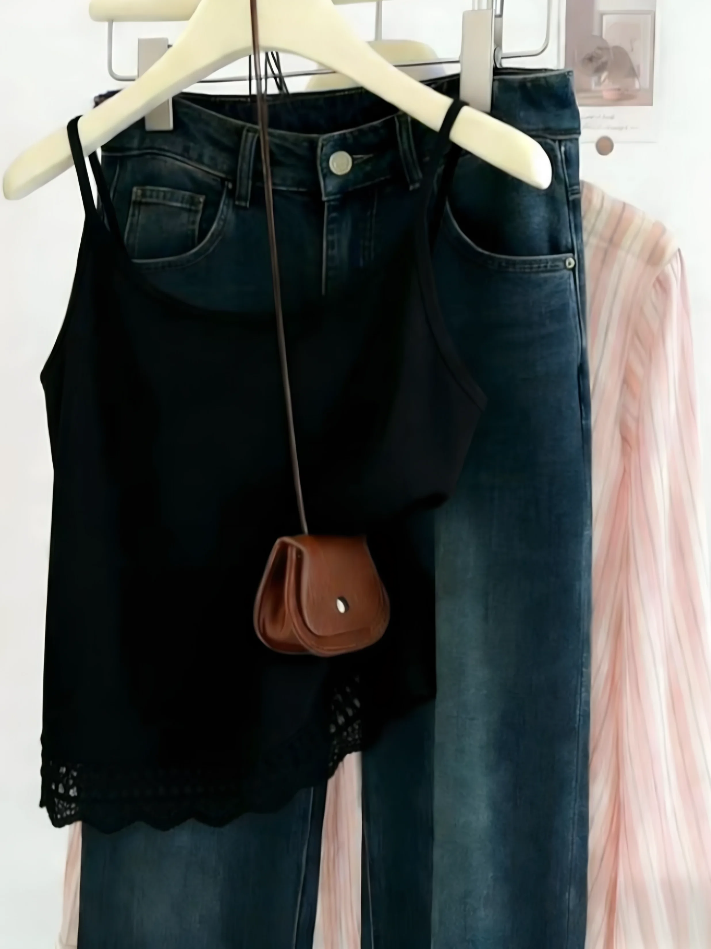 Lace Strap Vest Women's Summer New Style Loose Sleeveless Top Cotton 95% Elastic Fiber 5% Simple Style Inner Wear Outer Wear