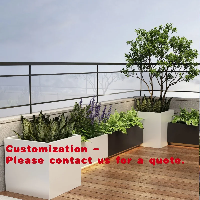 

Customize.Outdoor Stainless Steel Balcony Flower Box Iron Art Terrace Landscaping Finished Product Combination Galvanized Steel