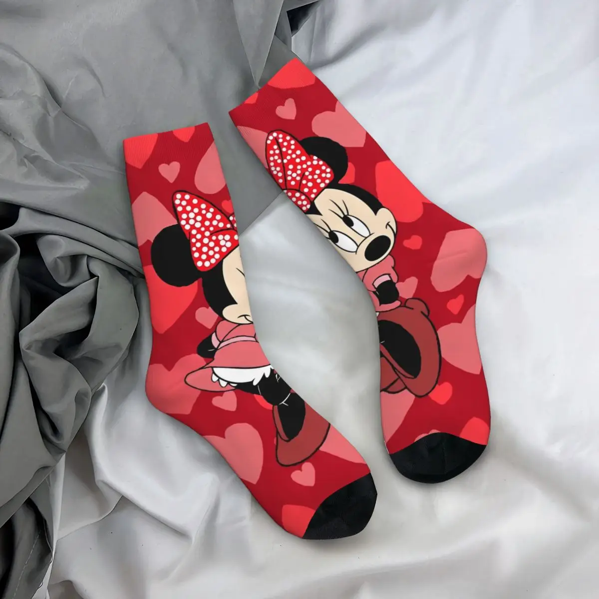 Calcetines bonitos de Minnie Mouse para mujer, medias de fútbol absorbentes de sudor, diseño loco, dibujos animados, belleza, Invierno