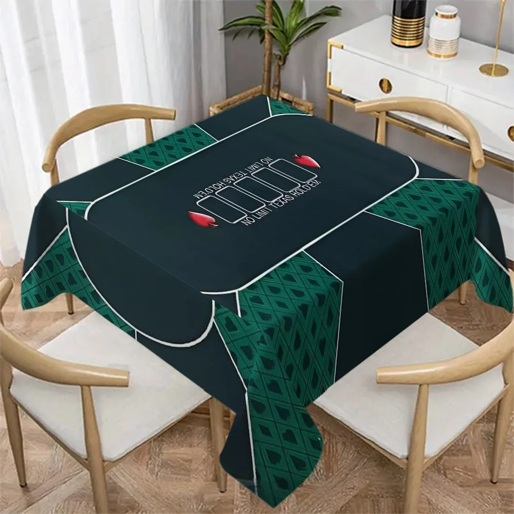 1pc of Green Poker Tablecloth, Suitable for Home And Office - Rectangular Writing Table Cover with Playing Card Design, Dining T