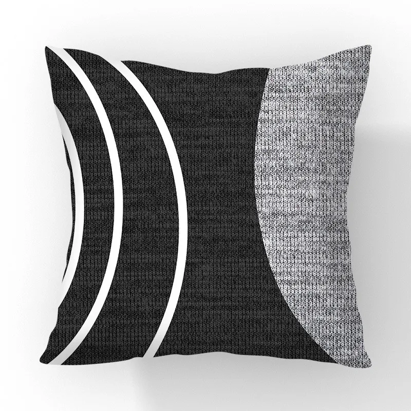Black and White Geometric Modern Abstract Neutral Art Throw Pillow Cover 45x45cm Cushion Case for Home Decor Sofa Couch JAF089