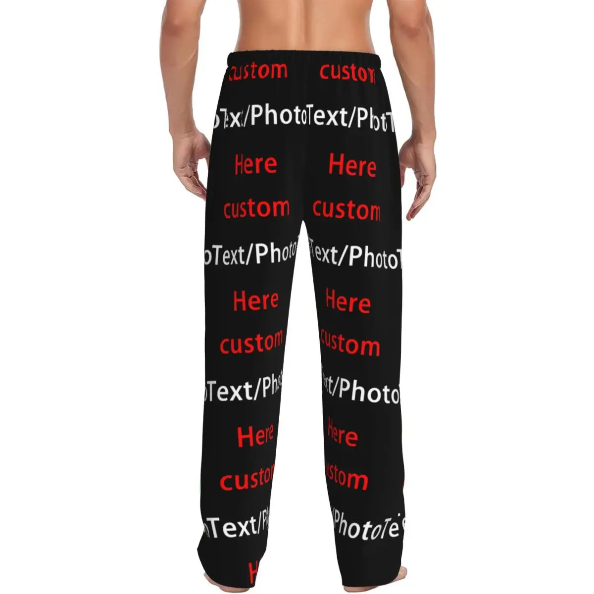 Custom Printed Custom Your Photo Logo Text Print Pajama Pants Men's Sleep Sleepwear Bottoms with Pockets