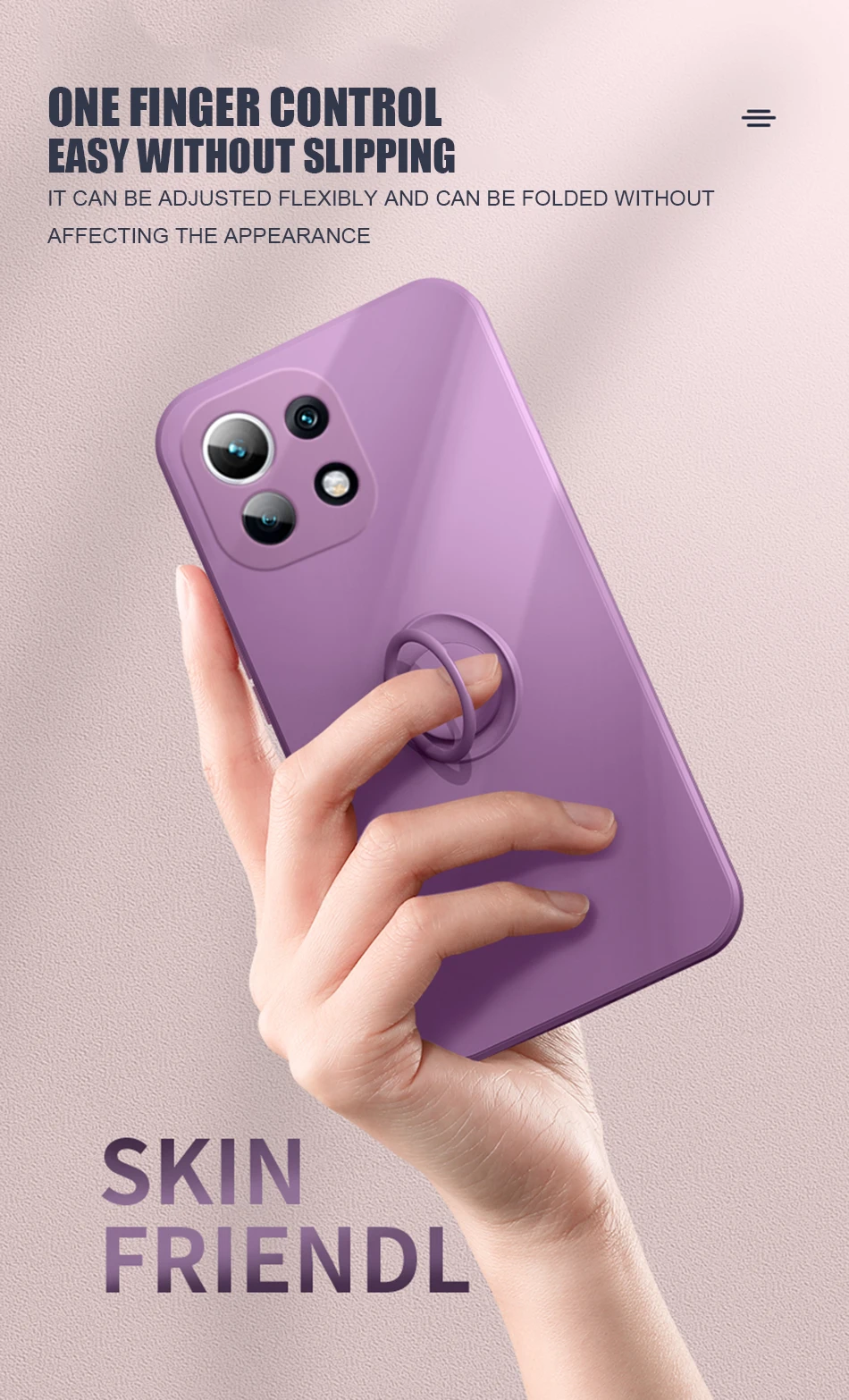 Ringhalter-Hülle für Xiaomi Redmi Note 15 14 13 12 11 10 Pro 12C 11S A1 Mi 14T 10T 11T 12T 13T Flüssigsilikon Magnetische Abdeckung – Detail 4