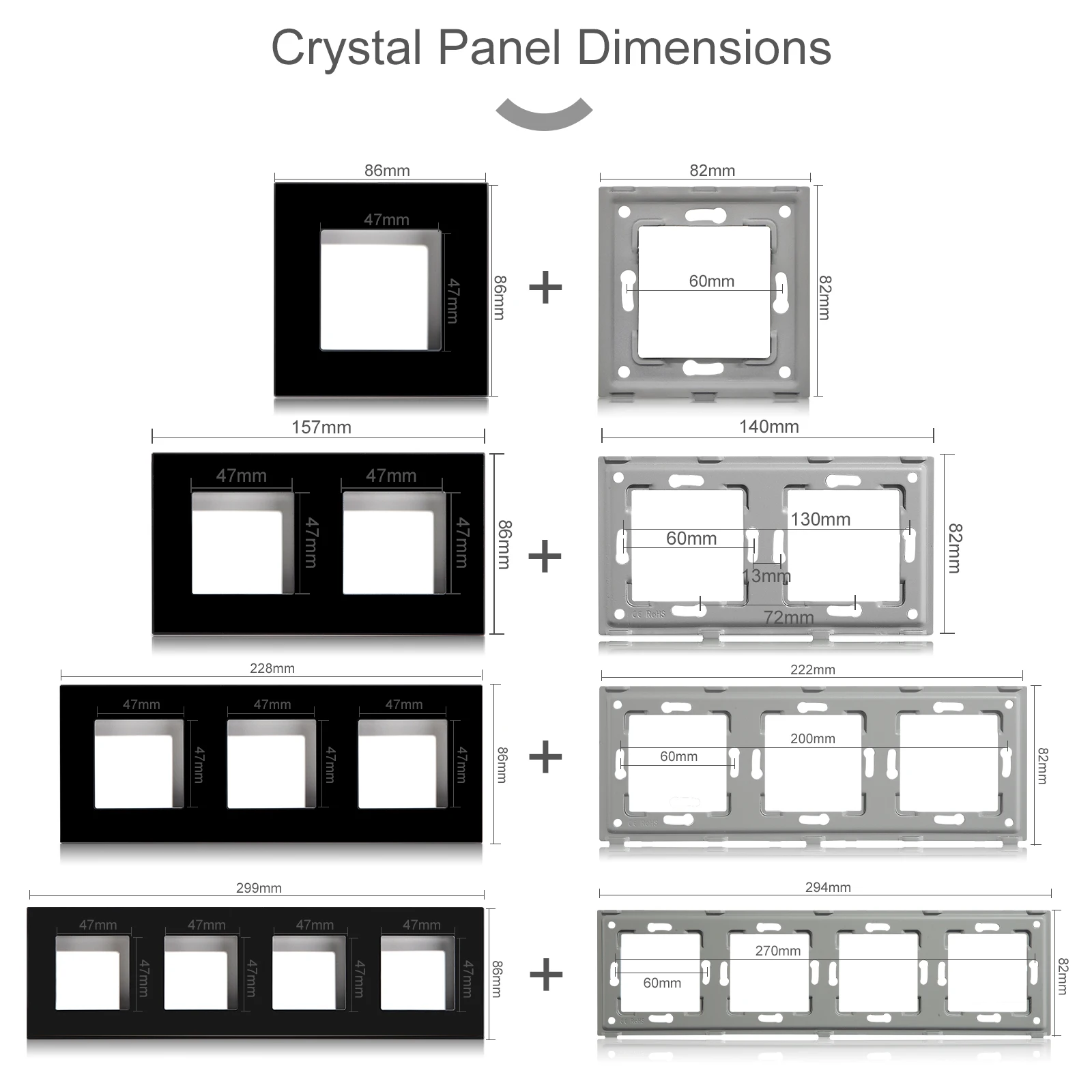 BSEED DIY France Standard USB Socket Button Switch With Crystal Glass Frame Panel Black Home Type-c Phone Charge Socket French