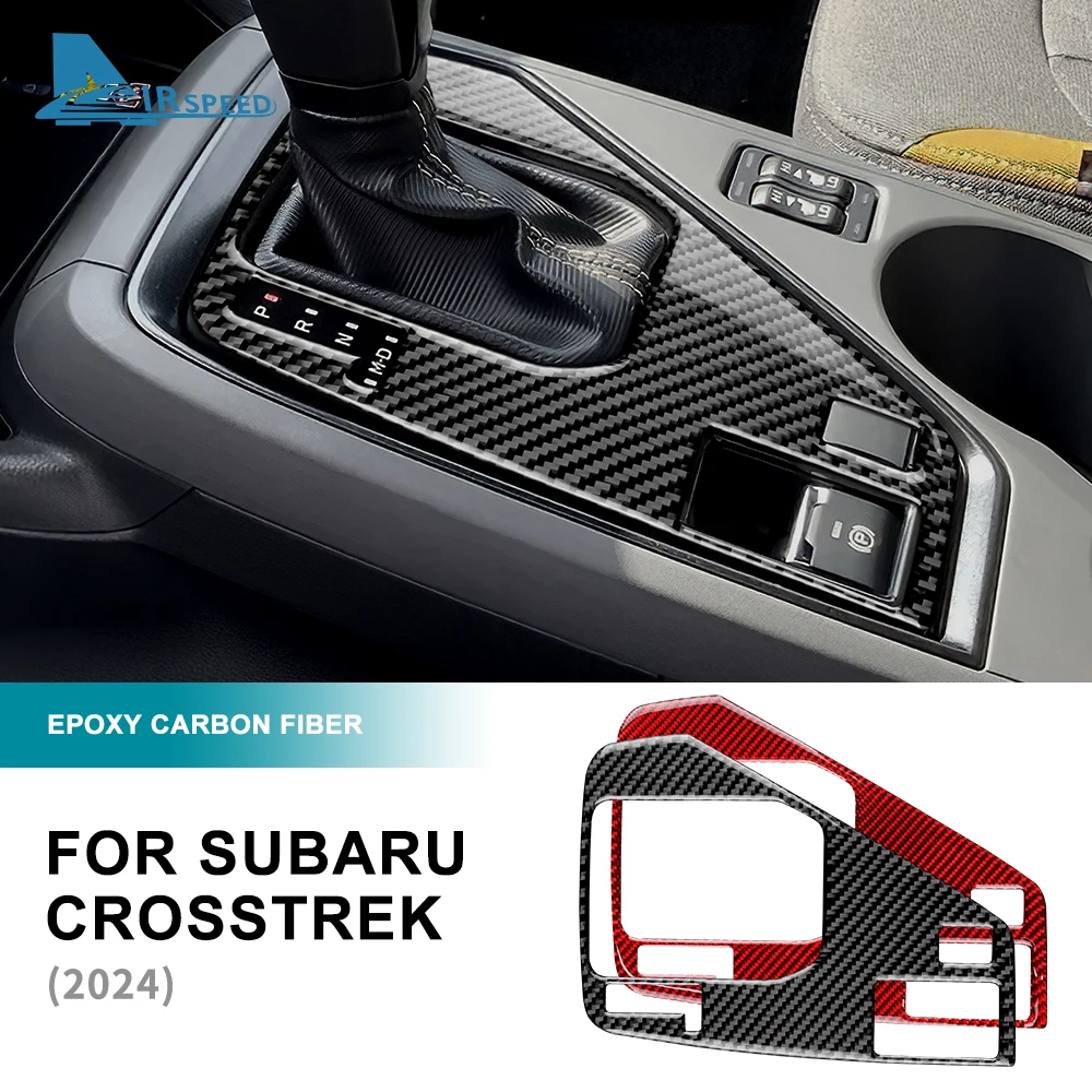 Dla USDM Dla Subaru Crosstrek Impreza 2024 Prawdziwe miękkie włókno węglowe LHD Naklejka Samochodowy panel zmiany biegów Akcesoria do wykończenia wnętrza