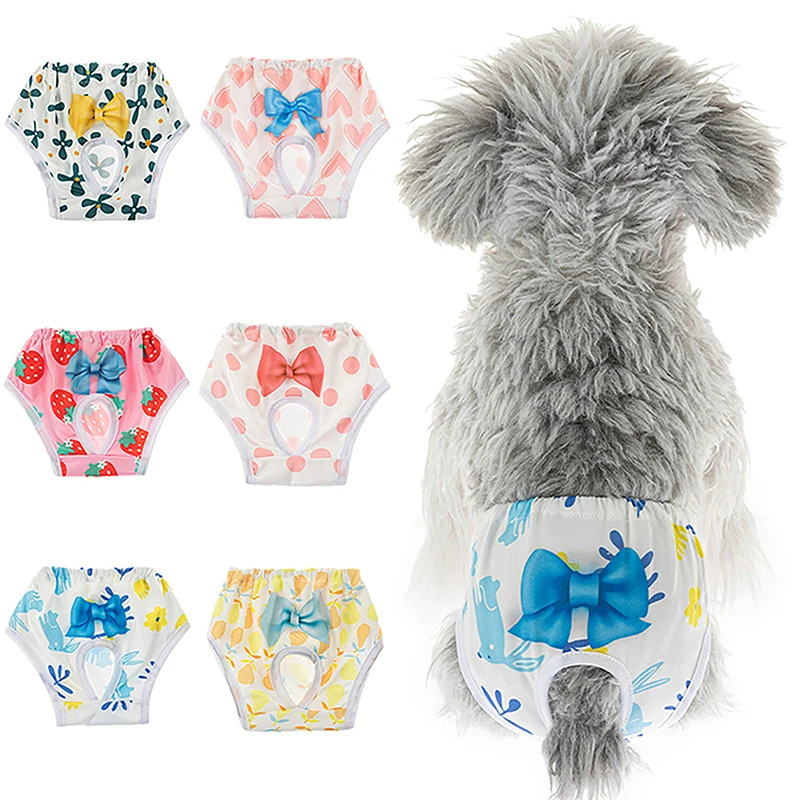 Dog Diapers Physiological Pant Cartoon Cute Puppy Women's Panties Shorts Underwear Washable Female Dog Diper Panties Pet Clothes