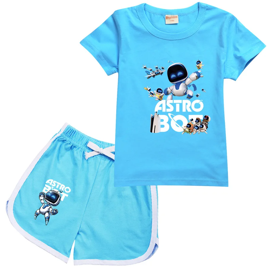 

Hot Game ASTRO BOT T Shirt Kids Summer Crewneck T-shirt Shorts 2pcs Sets Boys Short Sleeve Sportsuit Girls Funny Graphic Outfits