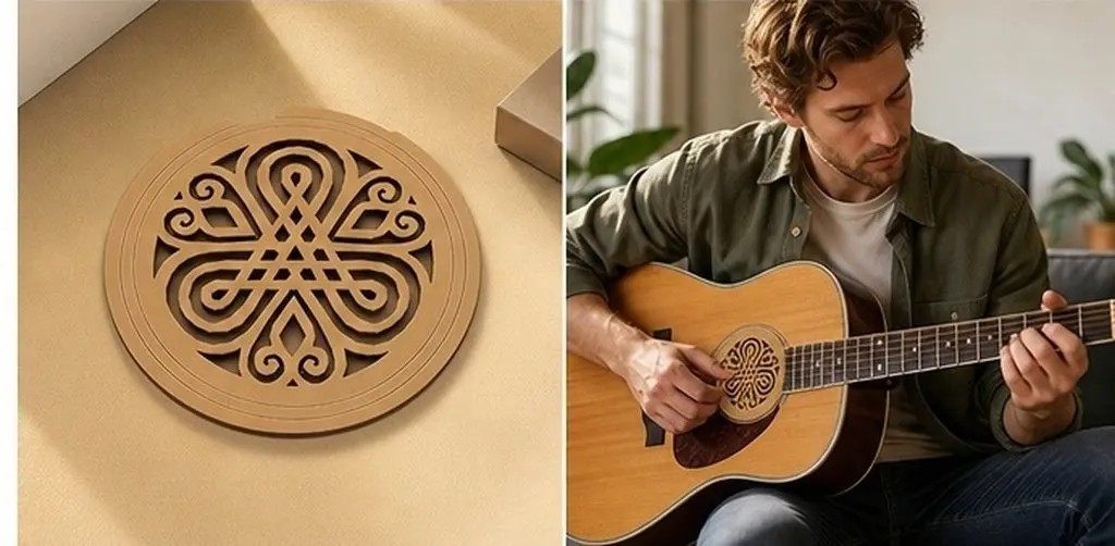 Premium Wood Acoustic Guitar Sound Hole Cover Feedback Prevention Standard Size Lasting Durable Guitar Hole Cover Acoustic
