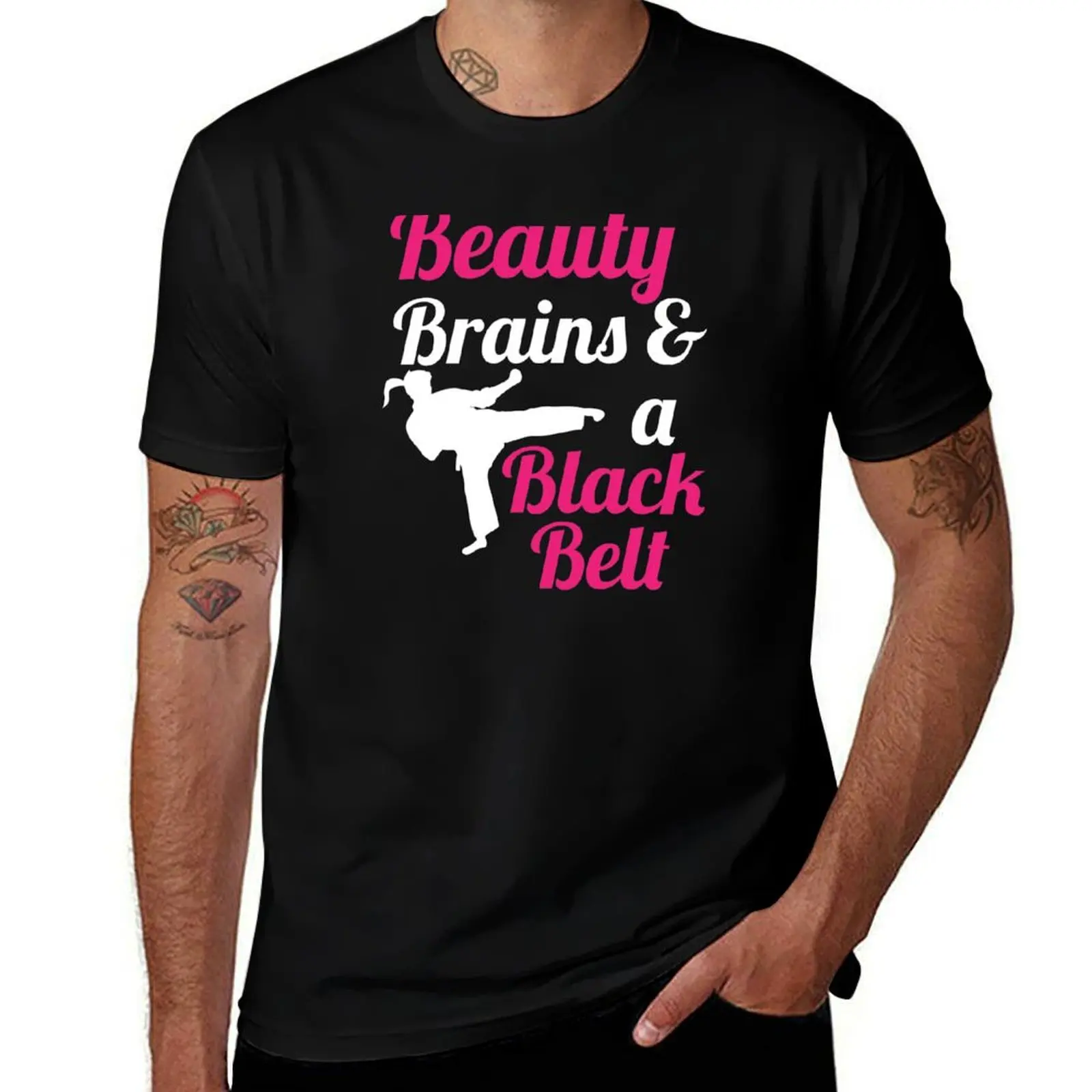 

Beauty Brains And A Black Belt Karate Design T-Shirt t shirt man casual t shirts for man cotton t shirt for man T-shirt