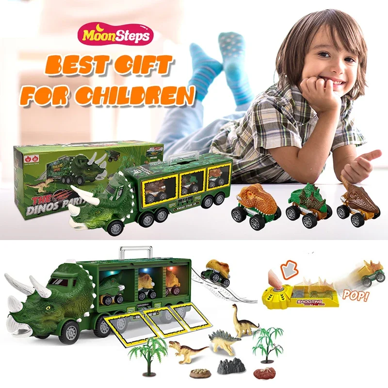 Camion retirer véhicules conteneur stockage voiture modèle éclairage musique enfants garçons enfants cadeau d'anniversaire dinosaure Transport jouets
