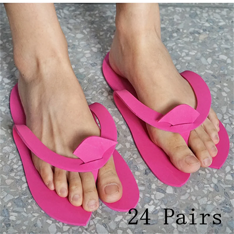 

12/24 Pairs Random Color Disposable Foam Slippers Pedicure Slippper For Salon Spa Hotel Pedicure Foot Flip Flop Slippers