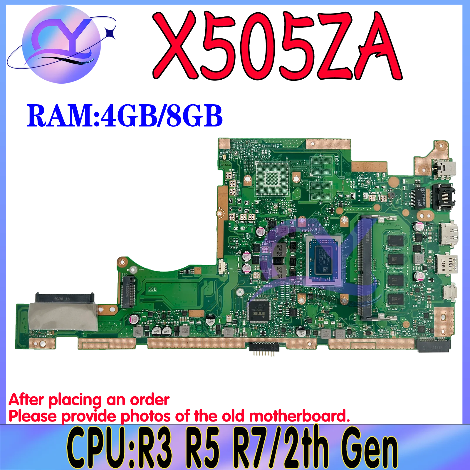 

Mainboard For ASUS X505ZA X505Z F505Z K505Z A505Z RX505Z Laptop Motherboard R3 R5 R7 UMA RAM-4GB/8GB 100% TEST OK