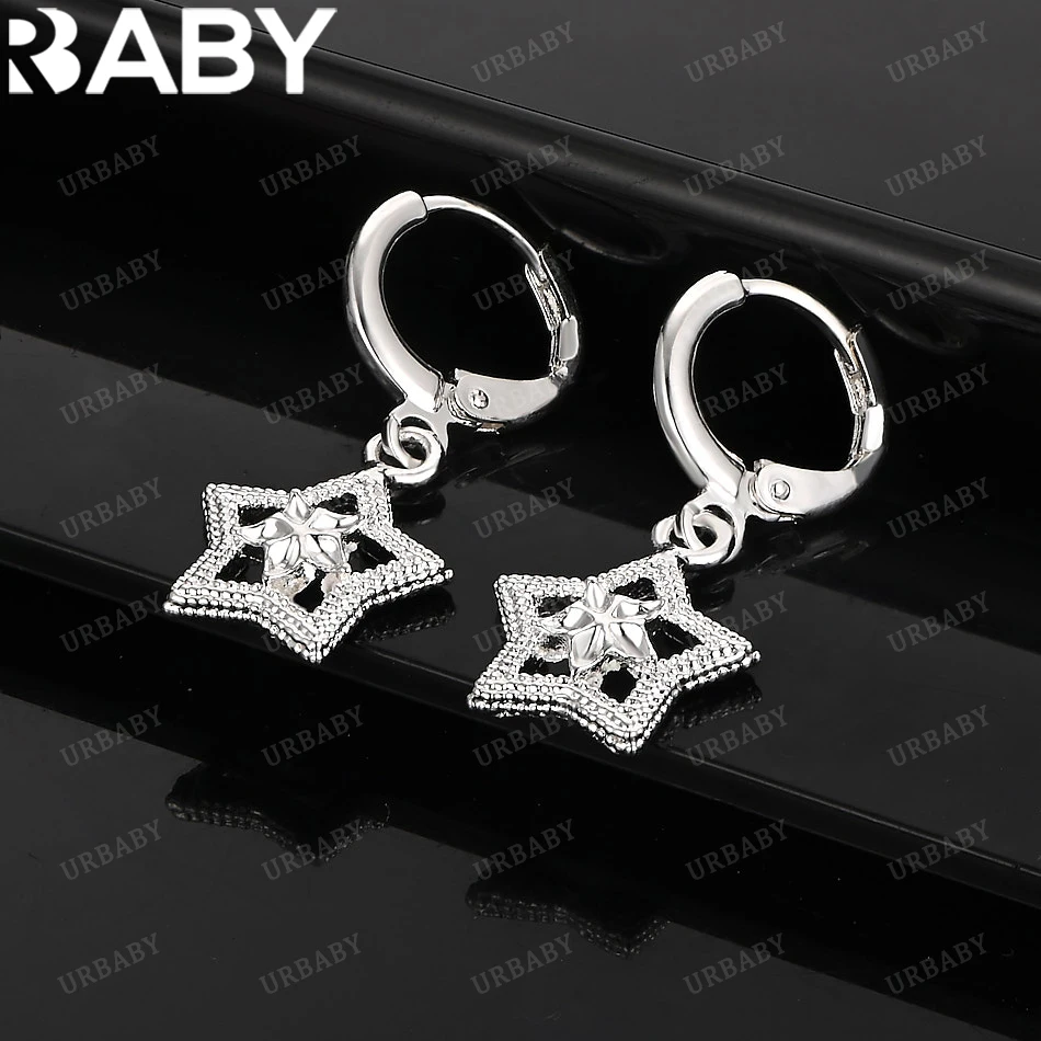 

URBABY 925 Sterling Silver Earrings Design Star Drop Earrings For Women Jewelry Fashion Party and Daily Wear