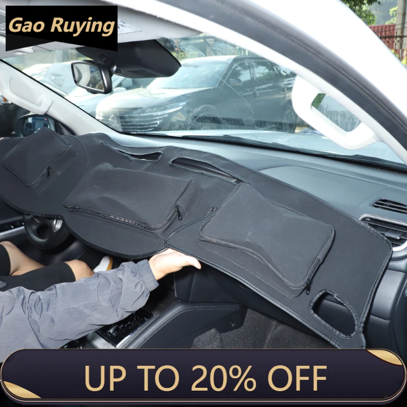 

Suetlcoity For Mitsubishi Triton L200 2015-2023 Car Dashboard Sunscreen Pad with Zipper Storage Bag Interior Car Accessories