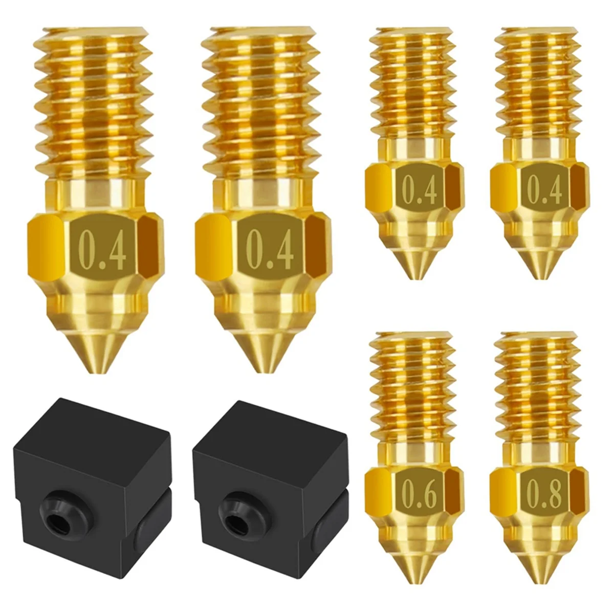 6 piezas para el kit de boquillas Ender 3 V3 SE, boquillas de latón para impresora 3D 0,4 mm 0,6 mm 0,8 mm, boquillas extrusoras de resistencia a altas temperaturas
