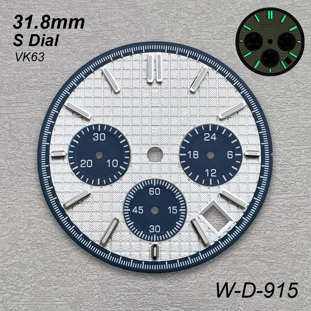 

31.8mm S Logo Oak Dial Suitable For VK63 Movement Green Luminous Panda High Quality Watch Modification Accessories