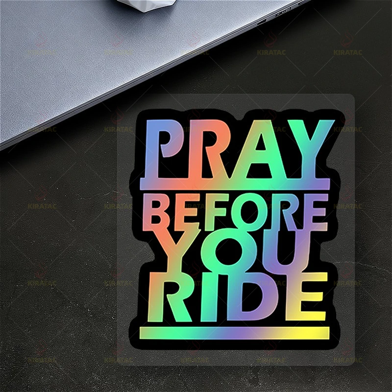 

1pc 2D Flat Cycling Prayer Waterproof Vinyl Sticker, Prayer Pattern Design for Motorcycle Helmet Handlebar and Body Decor