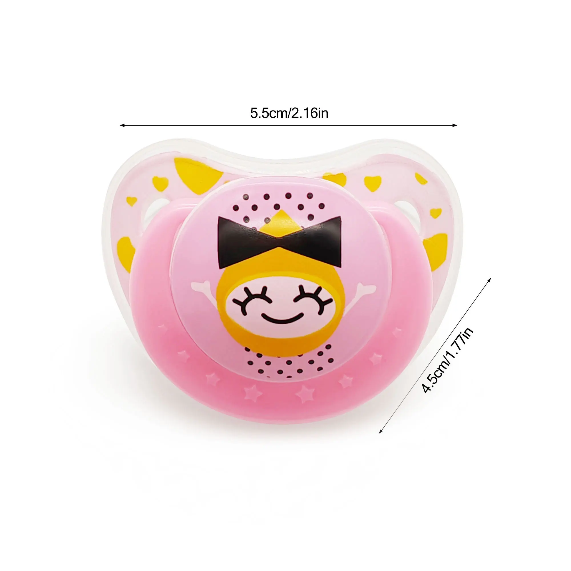 Silicone pacifier for babies aged 0-36 months (with lid but no chain), cute cartoon cat pattern pacifier, recent baby gift