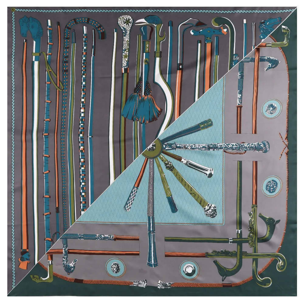 

130 см люксовый бренд саржевый шелковый шарф женский скипетр с принтом оленя квадратные шарфы обертывания женский большой хиджаб большая шаль шейный платок