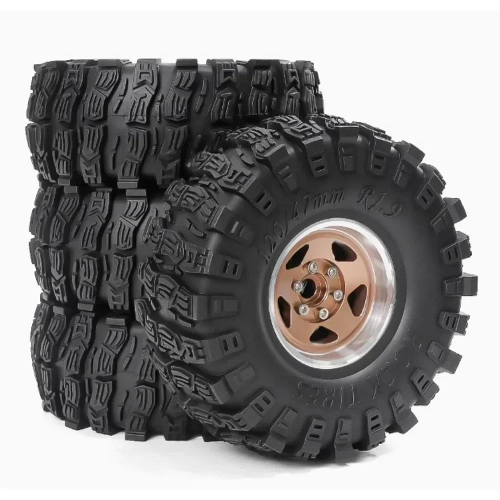 

4pcs 120mm 1.9" Metal Beadlock Wheel Rim Rubber Tire Set for 1/10 RC Crawler Car Trxs TRX4 RC4WD D90 D110 Axial SCX10 MST