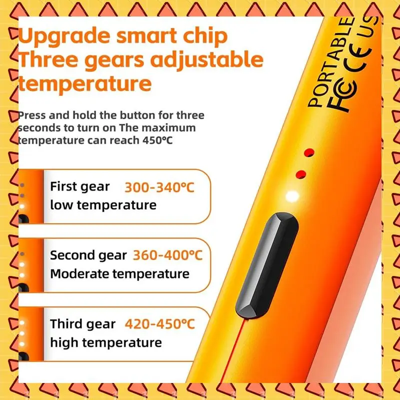 A008 USB Rechargeable Portable Soldering Iron 3-Speed Temperature Adjustable Electric Repair Welding Iron Tool