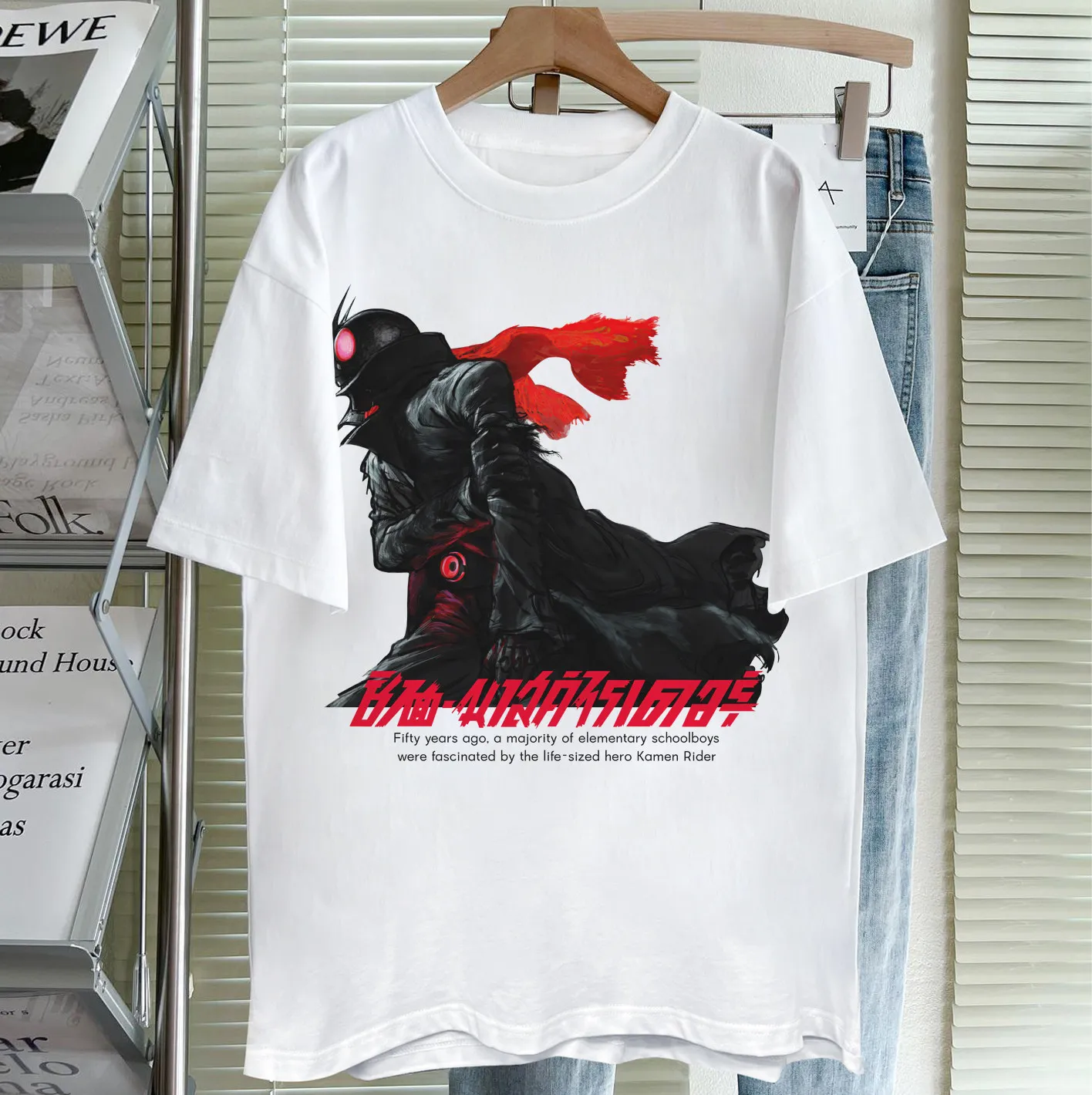 Kamen Knight Shirt Retro Style Japanese Special Photo Unisex Pattern T-shirt Masked Knight Poster Pattern T-shirt Y2k Streetwear