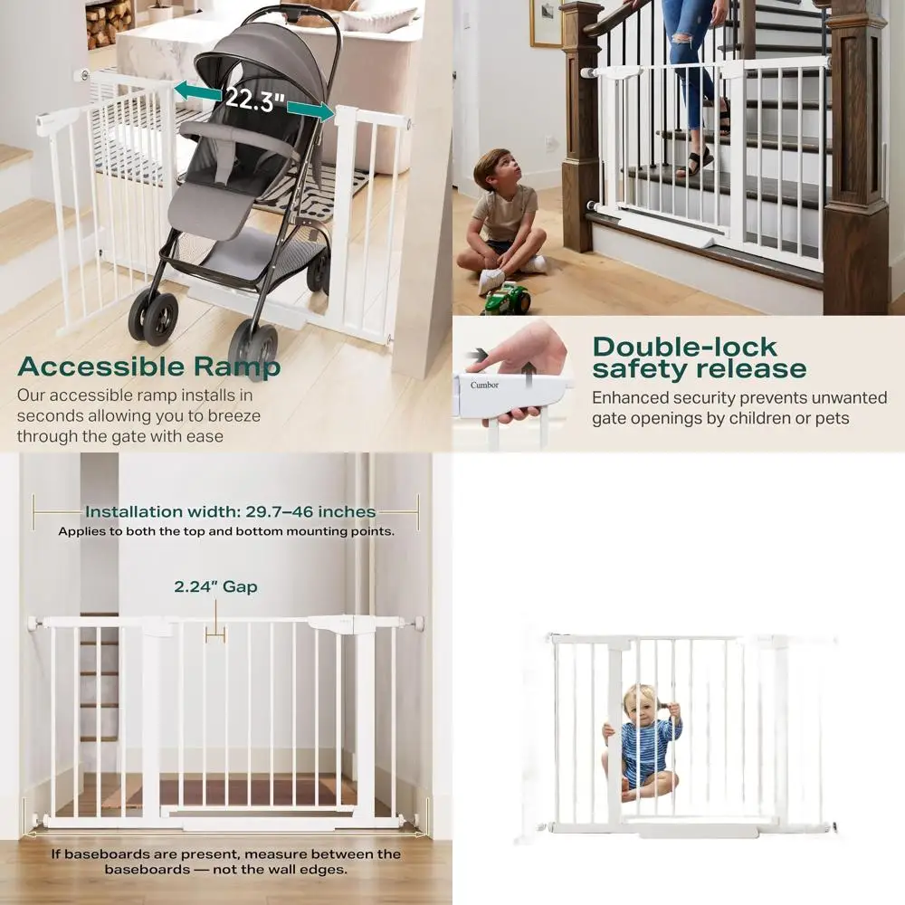 

Белые защитные ворота для детей и домашних животных - автоматическое закрытие, простая установка, барьер для лестниц и дверных проемов, защита для малышей и собак, обладатель наград.