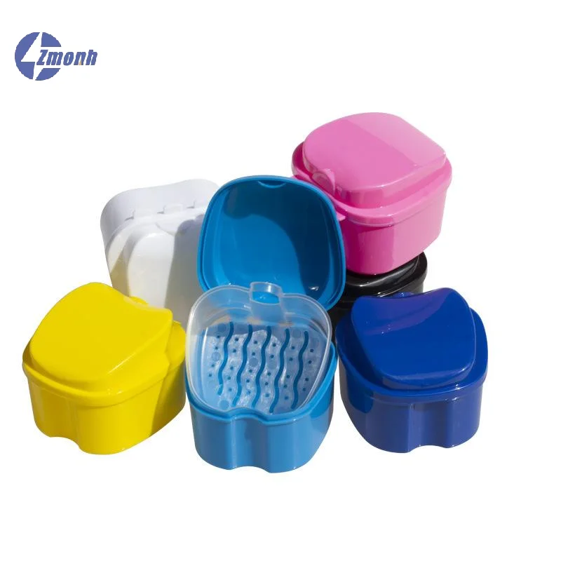 Denture Bath Box Organizer Dental False Teeth Storage Box With Hanging Net Container Cleaning Teeth Cases Artificial Tooth Boxes
