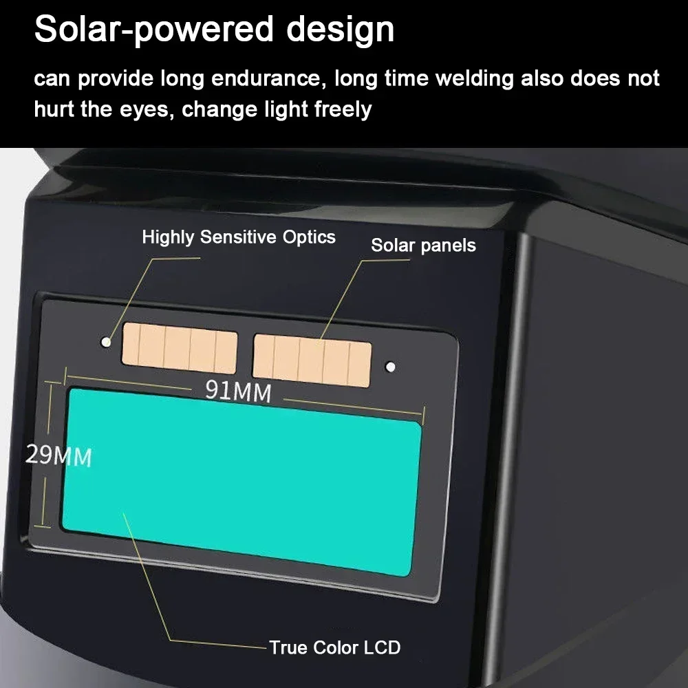 Máscaras de soldadura de PC, ajuste de luz Variable automático, vista grande, oscurecimiento automático, máscara facial para soldadura de arco, protección de corte de molienda