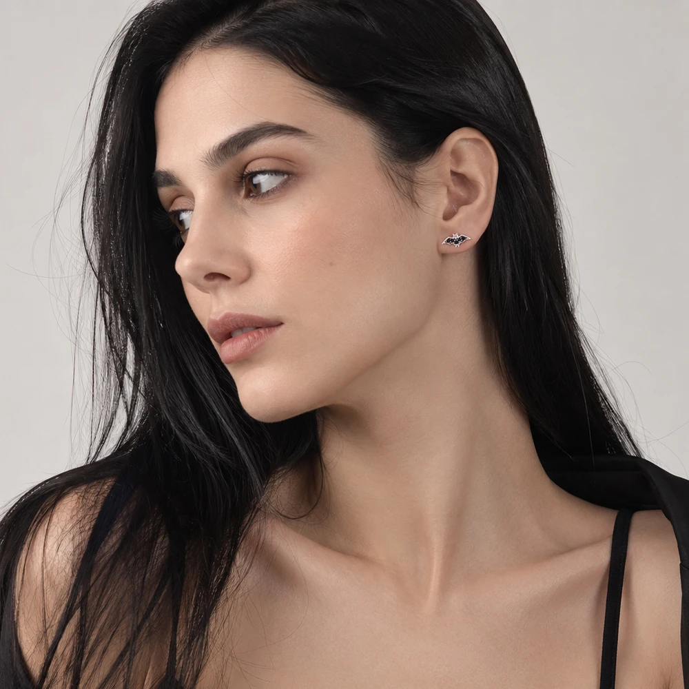 Ohrstecker, mondlose Nachtfledermaus, Sommer, brandneue Ohrringe, Geschenk zum Tag, Vintage-Stil, 925er Sterlingsilber, Schmuck für Frauen – Detail 1