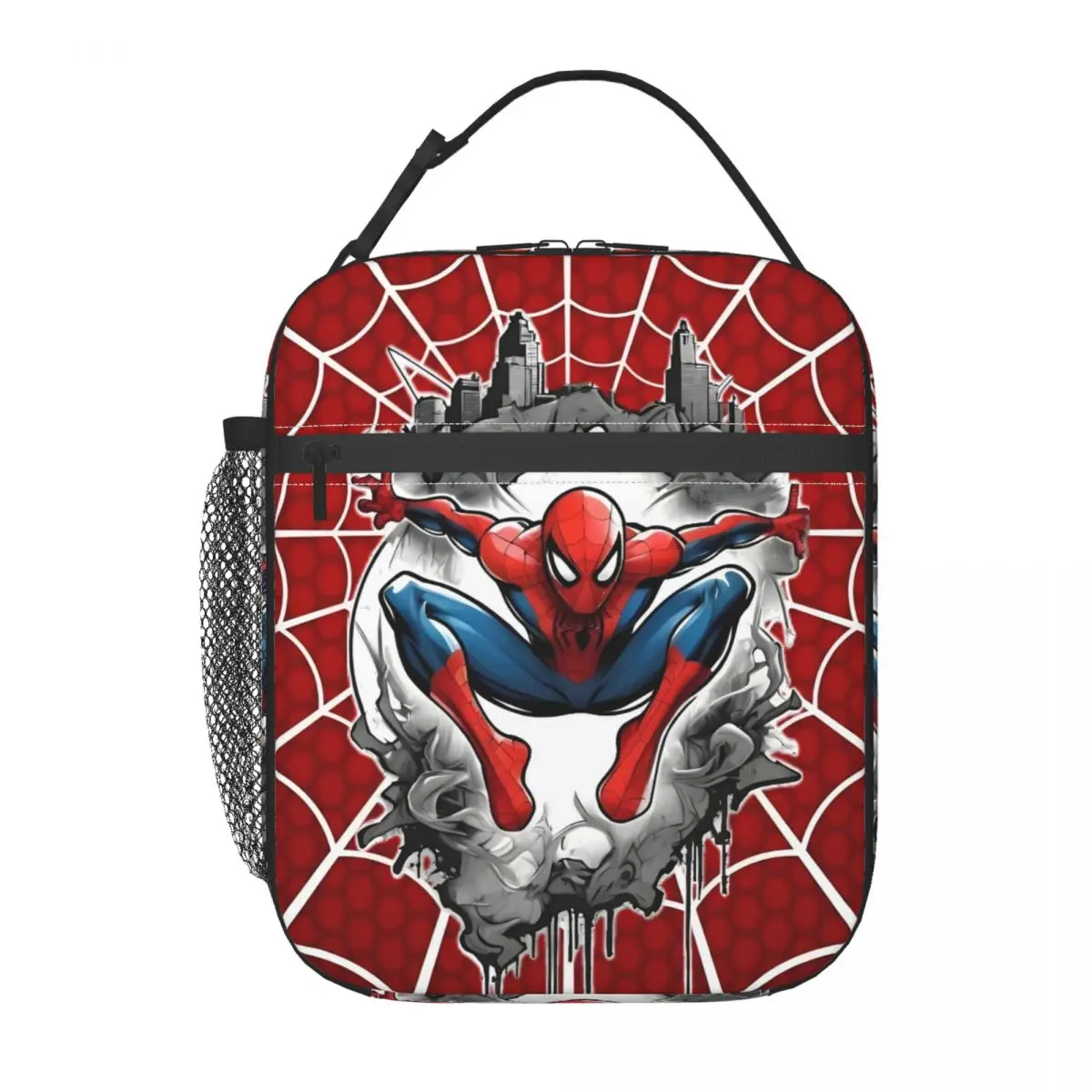 

Custom Spider Man Superhero Insulated Lunch Bags for Camping Travel Food Mangas Resuable Cooler Thermal Bento Box Women Children
