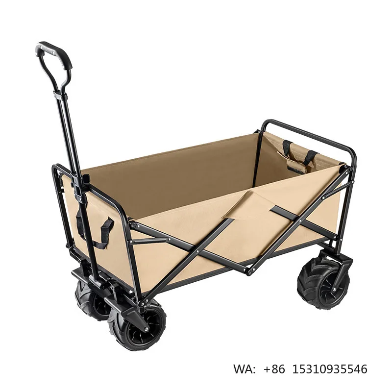 Foldable Camping Wagon Cart, All Terrain Big Wheels Collapsible Utility Trolley for Outdoor Picnic Beach Fishing Shopping