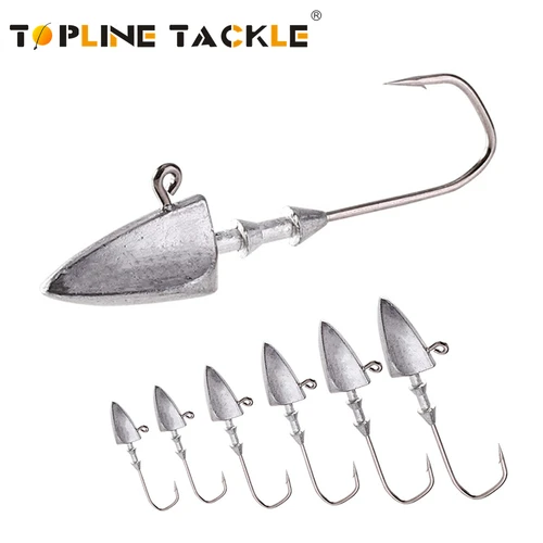 Ganchos de manivela Topline 3,5g 5g 7g 10g 20g cabeza de plantilla de plomo cebo suave aparejos cabeza de anzuelo señuelo duro cebo suave anzuelo de gusano para pesca
