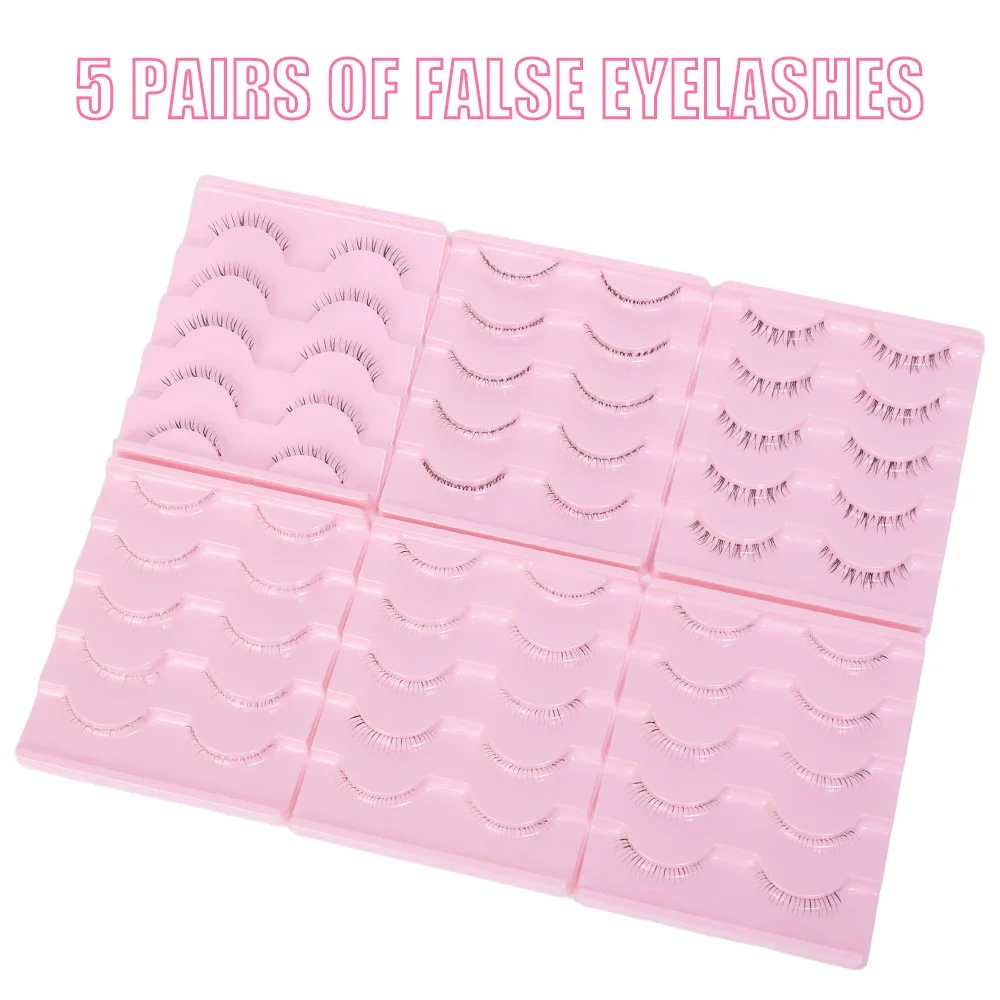 5 คู่ออกแบบขนตาล่างธรรมชาติแต่งหน้าโปร่งใสลําต้น Manga Eyelashes นุ่มปุยภายใต้ Lashes เครื่องมือแต่งหน้า